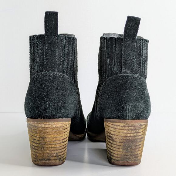 Kork Ease Ankle Boots Cinca Womens 8 Black Suede Leather Chunky Heels Pull On - Picture 6 of 15